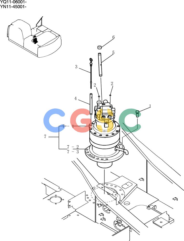 神钢零件查询(200-8) - EXCAVATOR S/N YN11-45001 - (1/06-12/09) (074-01-1) - MOTOR INSTAL, SWING Kobelco
