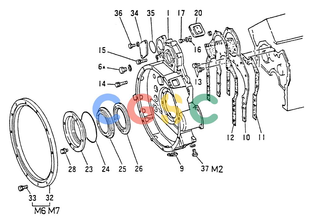 神钢零件查询(8DC9-T) - MITSUBISHI DIESEL ENGINE - K914 & K975 (1/79-12/06) (01-005) - FLYWHEEL HOUSING 020-160B Kobelco