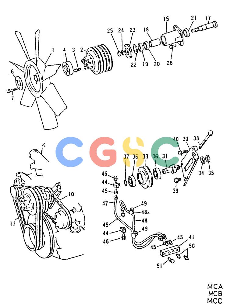 神钢零件查询(6D22-TC) - MITSUBISHI DIESEL ENGINE - K912, K912LC, & K916 (1/83-12/06) (02-006) - FAN & PULLEY 030-190C Kobelco