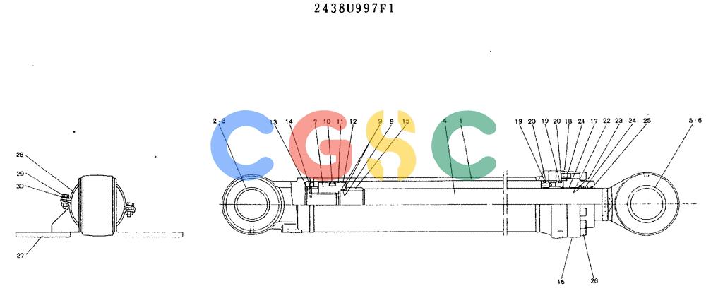 神钢零件查询(MD200BLC) - EXCAVATOR ASN YQU0001 (1/80-12/06) (11-022) - CYLINDER ASSY (BOOM) - 2438U997F1 Kobelco