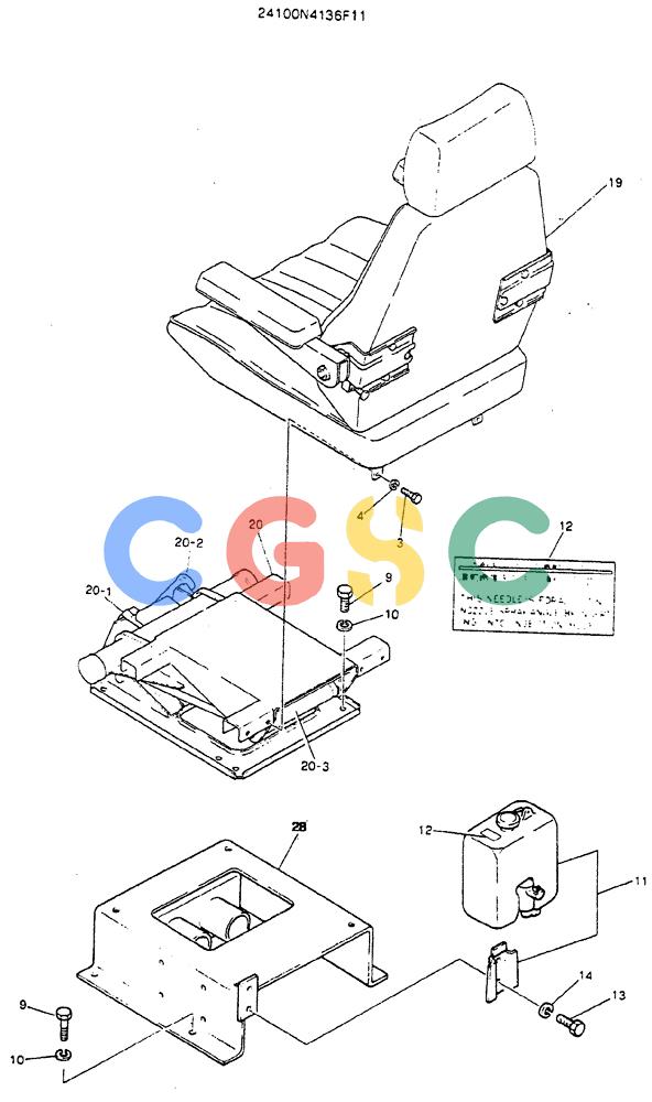 神钢零件查询(MD320BLC) - EXCAVATOR BTW YC0301 - YC0747 (1/80-12/06) (02-004) - SEAT ASSY 24100N4136F11 Kobelco