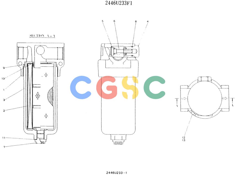 神钢零件查询(K907LC) - MARK II EXCAVATOR ASN YQ0565 (NA) (1/87-12/03) (11-063) - FILTER ASSY Kobelco