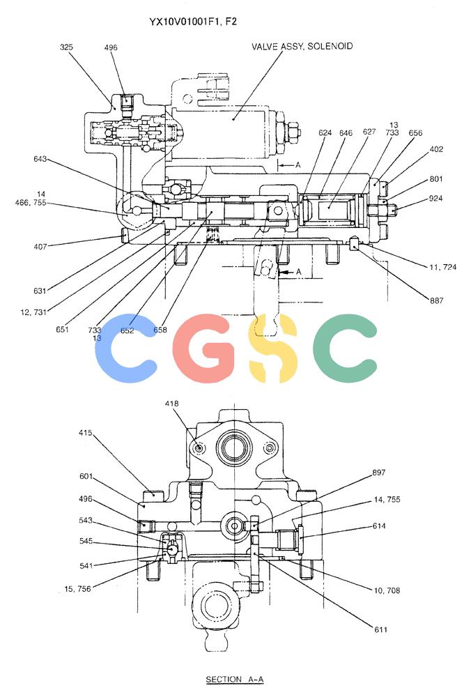 纽荷兰零件查询(E130) - CRAWLER EXCAVATOR (N.A.) (1/06-) (08 -30[00]) - PUMP - REGULATOR, P/N YX10V01001F1 & YX10V01001F2 New Holland Constructuion