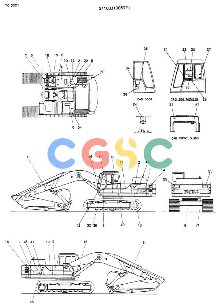 神钢零件查询(K912LC) - MARK II EXCAVATOR ASN YC-0301 (1/88-12/03) (10-006) - LABEL, NAME PLATE (FOR NORTH AMERICA) Kobelco