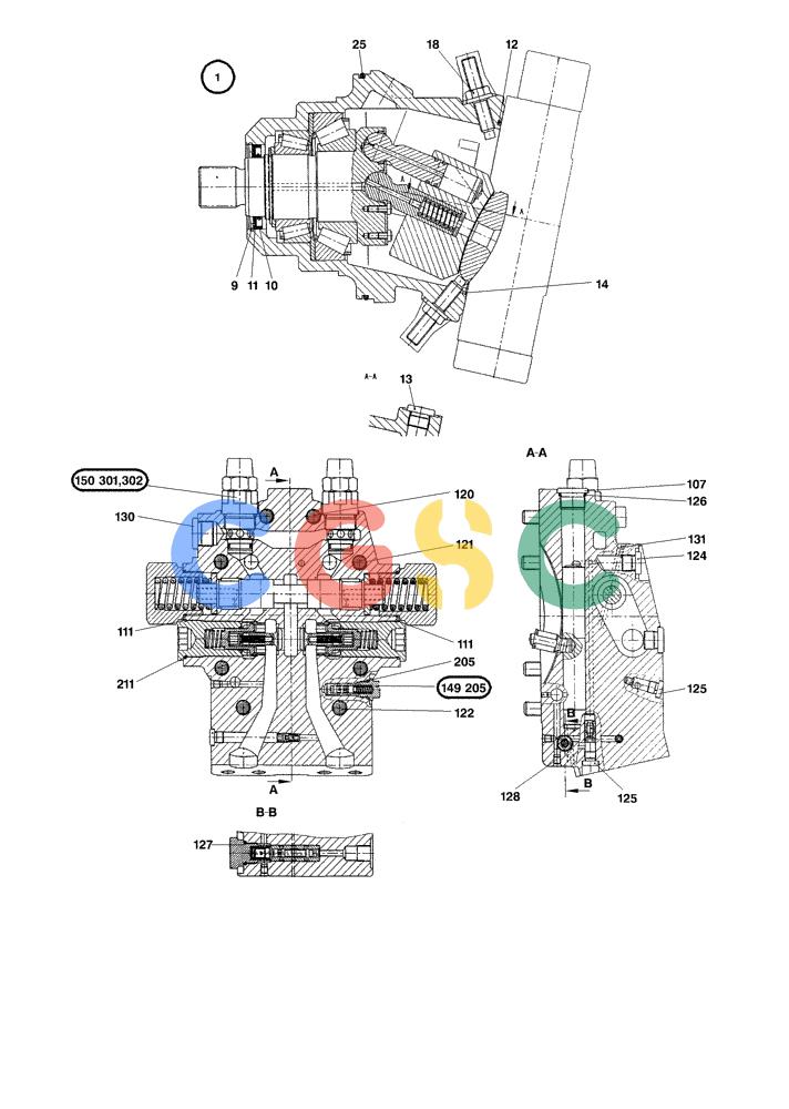 纽荷兰零件查询(EC215) - CRAWLER EXCAVATOR (11/99-) (22.120[001]) - AXIAL PISTON MOTOR ADJUSTABLE INSTALL.MATERIAL (S/N 721501-UP) New Holland Constructuion