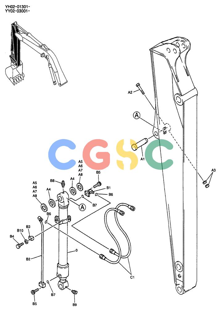 神钢零件查询(ED150) - BLADE RUNNER EXCAVATOR/DOZER BTW YL04-00501 - YL04-00554 (4/03-10/03) (05-005) - HYD LINES, ARM 2.95M (9FT 8IN) Kobelco