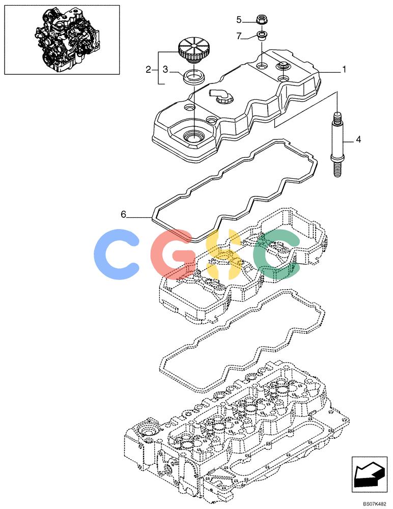 纽荷兰零件查询(D95B) - CRAWLER DOZER TIER 3 (3/08-) (02-25) - CYLINDER HEAD - COVERS New Holland Constructuion