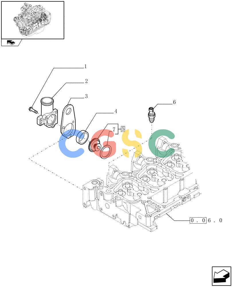 神钢零件查询(F4GE9684B J600) - ENGINE 504116859 - 87050849 (1/07-) (0.32.6) - THERMOSTAT - ENGINE COOLING SYSTEM (2853130-2855071-2852156) Kobelco