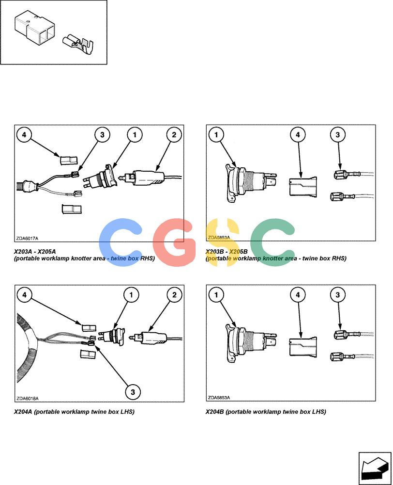 凯斯零件查询(LBX431S) - BIG RECTANGULAR BALER (6/01-12/03) (06.69[01]) - CONNECTORS: X203 - X204 - X205 Case Agriculture
