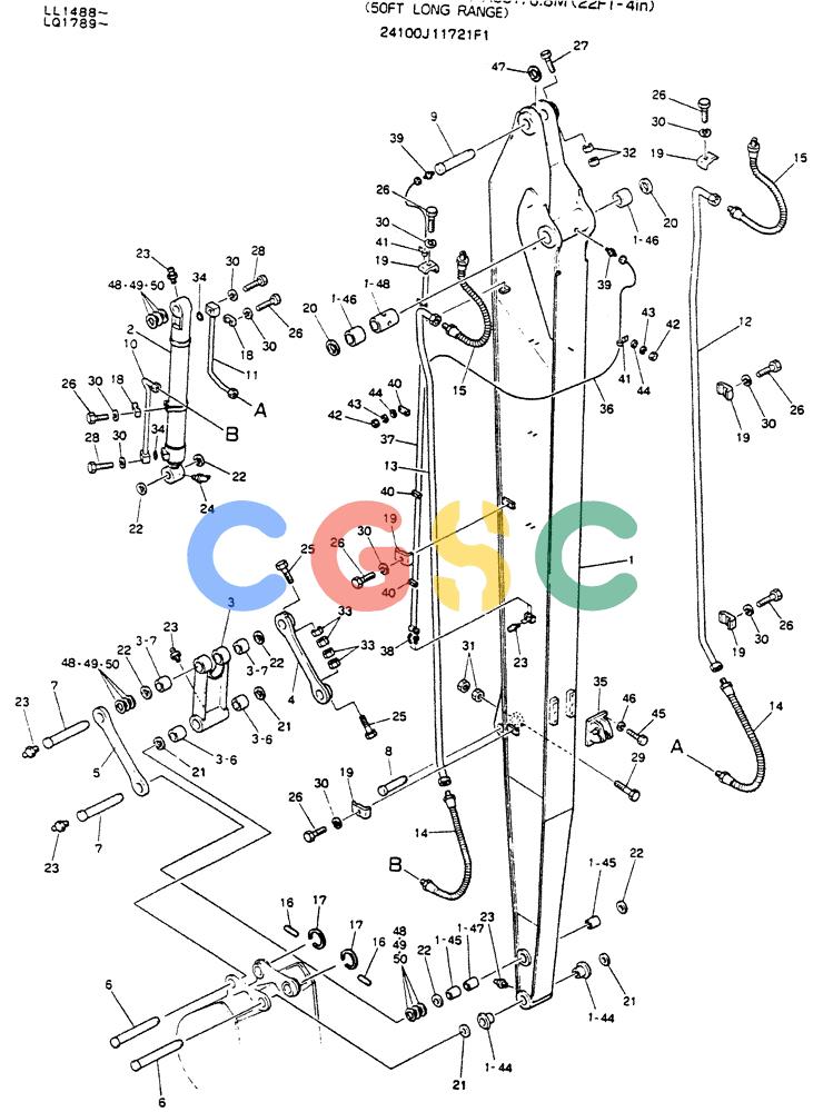 神钢零件查询(K909LC) - MARK II EXCAVATOR ASN LL1488 (1/87-12/03) (09-005) - ARM ASSY, 6.8M (50FT LONG RANGE) Kobelco