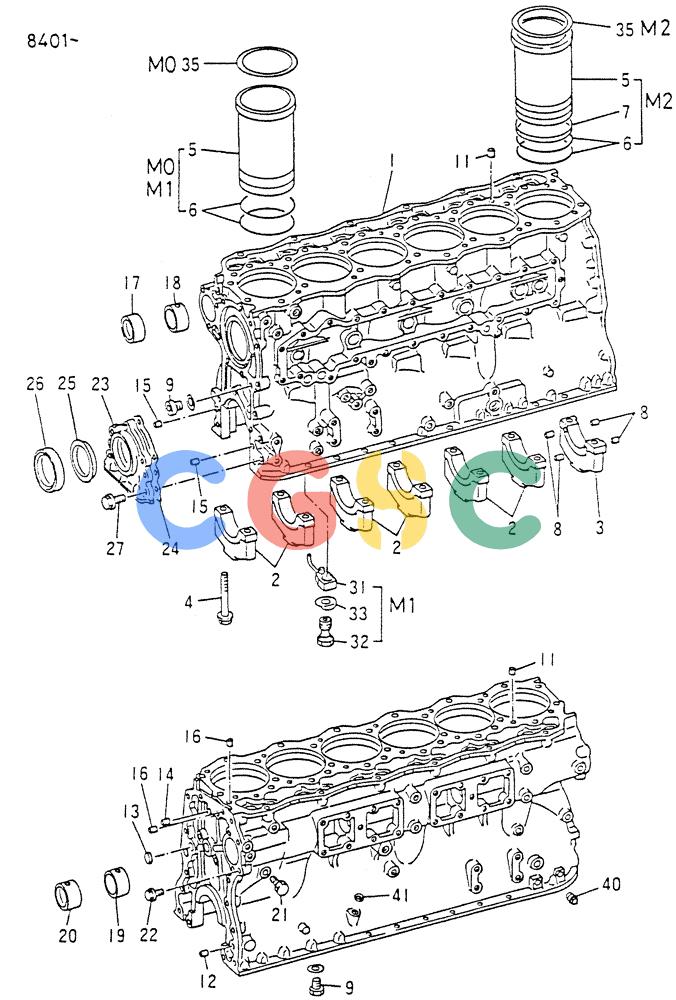 神钢零件查询(6D15) - MITSUBISHI DIESEL ENGINES - K907D & K907LC EXCAVATORS (1/86-12/06) (01-001[01]) - CYLINDER BLOCK Kobelco