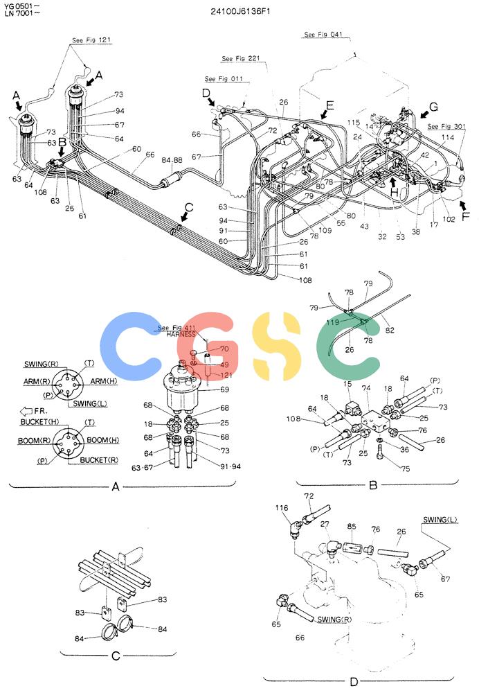 神钢零件查询(K907DLC) - EXCAVATOR ASN YG0501 (1/86-12/03) (03-005[01]) - REMOTE CONTROL ASSY P/N 24100J6136F1 Kobelco