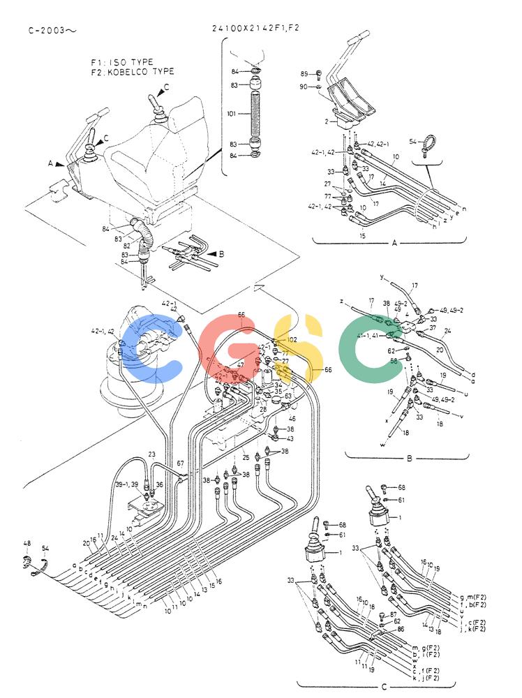 神钢零件查询(K912A) - EXCAVATOR BTW LC-2003 - LC-2016 (1/85-12/03) (03-005[01]) - REMOTE CONTROL ASSY Kobelco
