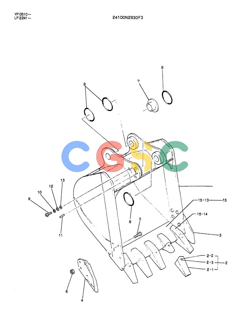 神钢零件查询(K905ALC) - EXCAVATOR ASN YP0301 (1/86-12/03) (07-004) - BUCKET ASSY, 0.45M³ Kobelco