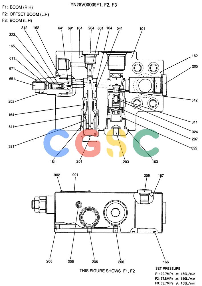 纽荷兰零件查询(E135SR) - CRAWLER EXCAVATOR ASN YY04-06254 (07-014[01]) - VALVE ASSY, HOLDING (OFFSET BOOM), P/N YN28V00009F1 New Holland Constructuion