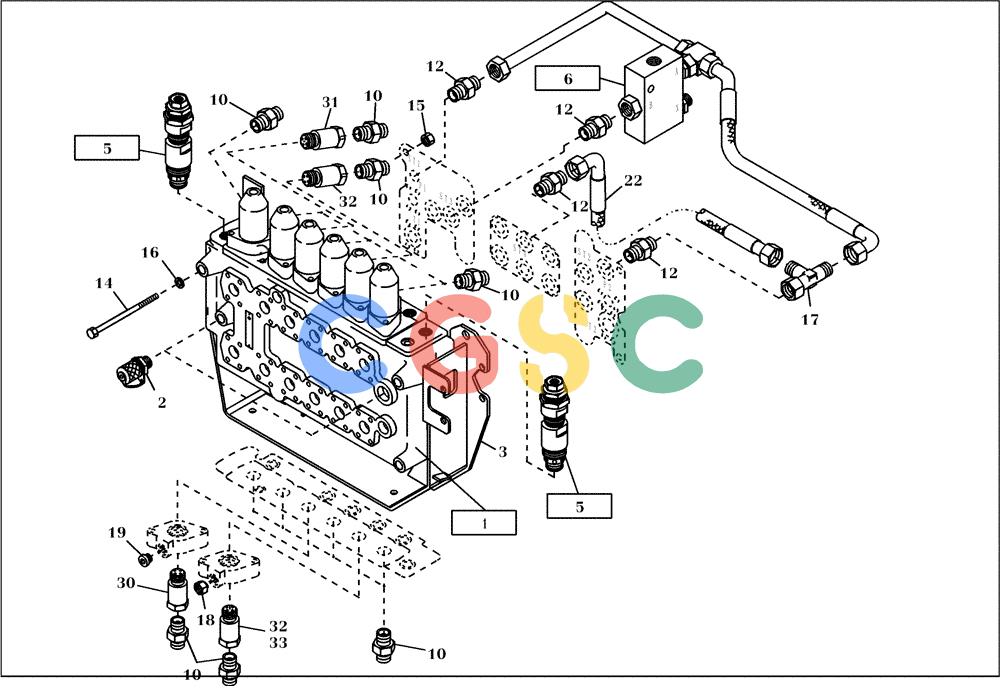 纽荷兰零件查询(EC160) - CRAWLER EXCAVATOR (4/99-) (23.611[004]) - CONTROL BLOCK MOUNTING PARTS (S/N 716112-UP) New Holland Constructuion