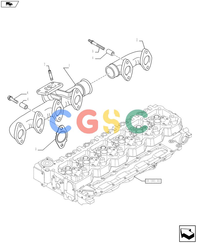 神钢零件查询(F4HFE613U A005) - ENGINE 5801366315 - 84169137 (3/10-) (10.254.05) - EXHAUST MANIFOLD (504087959) Kobelco