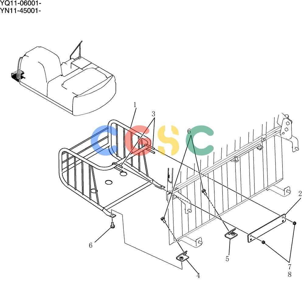 神钢零件查询(200-8) - EXCAVATOR S/N YN11-45001 - (1/06-12/09) (748-02-1) - CAB & GUARD ASSY Kobelco