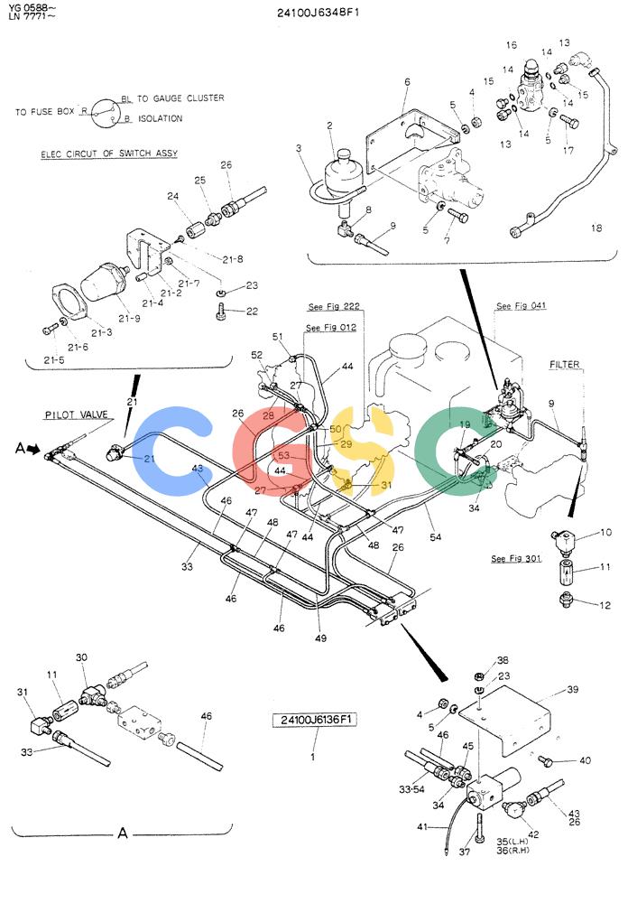 神钢零件查询(K907DLC) - EXCAVATOR ASN YG0501 (1/86-12/03) (03-007) - REMOTE CONTROL ASSY P/N 24100J6348F1 Kobelco