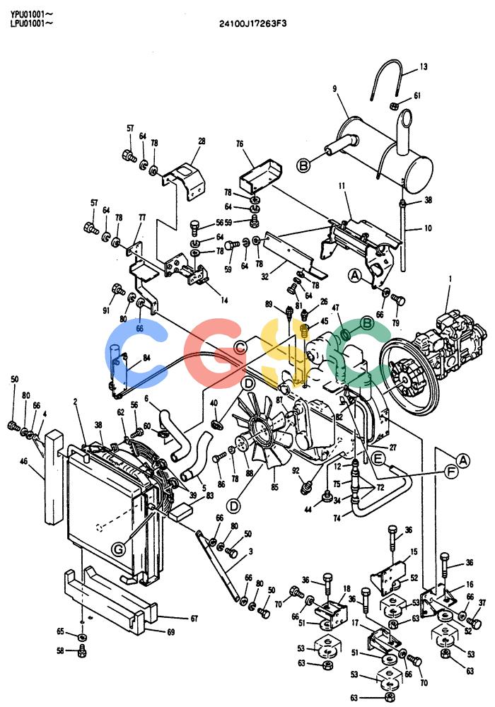 神钢零件查询(SK130LC) - EXCAVATOR BTW YPU1001 - YPU2000 (1/98-12/98) (05-002[01]) - ENGINE INSTALLATION Kobelco