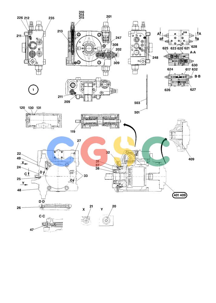 纽荷兰零件查询(EC240) - CRAWLER EXCAVATOR (5/00-) (22.030[001]) - SWING PUMP (S/N 724002-724020) New Holland Constructuion