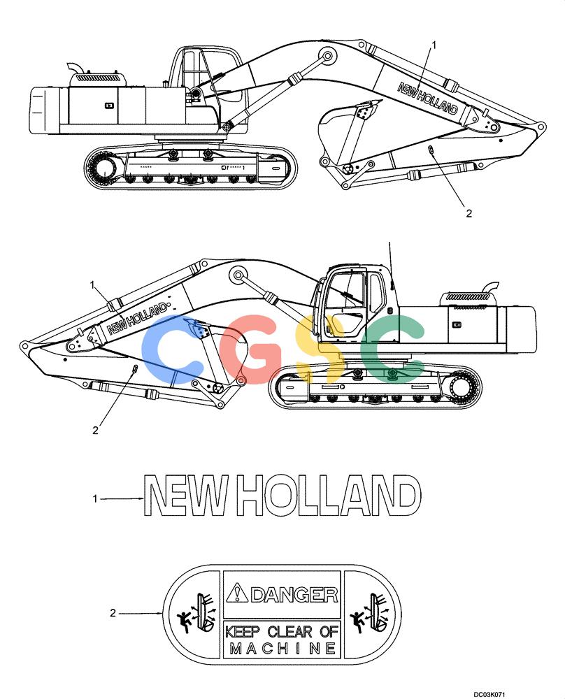 纽荷兰零件查询(EH160) - CRAWLER EXCAVATOR (9/03-) (09 -61[00]) - DECALS - BOOM New Holland Constructuion