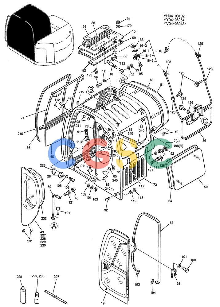 纽荷兰零件查询(E115SR) - CRAWLER EXCAVATOR ASN YV04-03043 (05-006[01]) - CAB ASSY (WITH POWER WINDOW) New Holland Constructuion