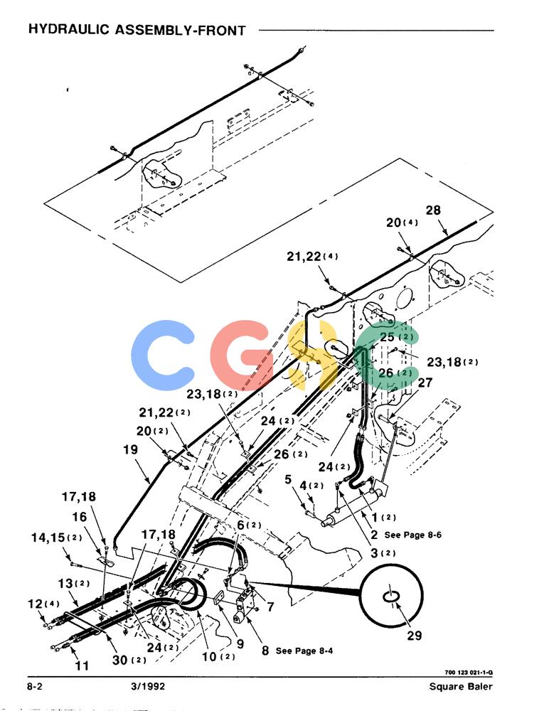 凯斯零件查询(8570) - CASE IH MID-SIZE RECTANGULAR BALER (1/91-12/96) (8-02) - HYDRAULIC ASSEMBLY, FRONT Case Agriculture
