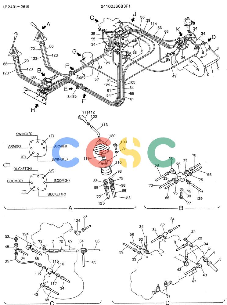 神钢零件查询(K905LC) - MARK II EXCAVATOR BTW YP1001 - YP1281 (1/87-12/03) (03-007[01]) - REMOTE CONTROL ASSY (P/N 24100J6683F1) Kobelco