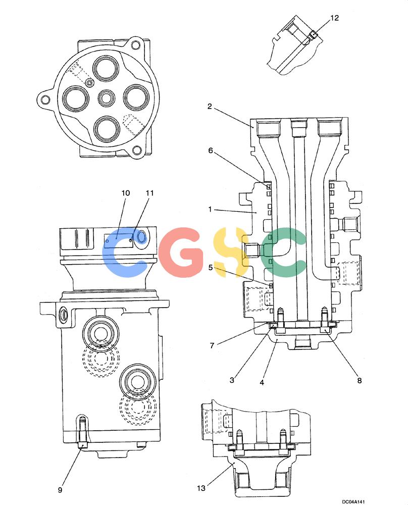 纽荷兰零件查询(EH130) - CRAWLER EXCAVATOR (3/04-) (08 -35[00]) - HYDRAULICS - JOINT, SWIVEL CENTER (YN55V00037F2) New Holland Constructuion