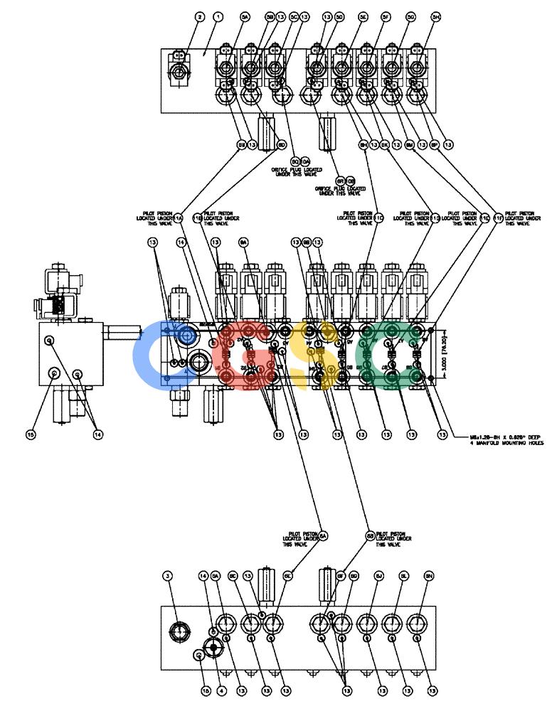 凯斯零件查询(FLX810) - FLEX-AIR APPLICATOR (10/03-8/09) (07-014[02]) - VALVE BLOCK, 8 BANK, W/AUGER Case Agriculture