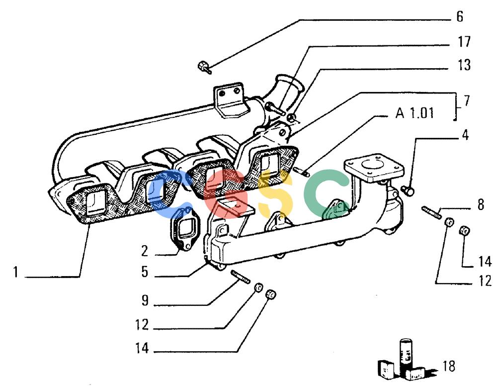纽荷兰零件查询(FL5B) - CRAWLER LOADER (A2.54[001]) - INTAKE AND EXHAUST MANIFOLDS New Holland Constructuion