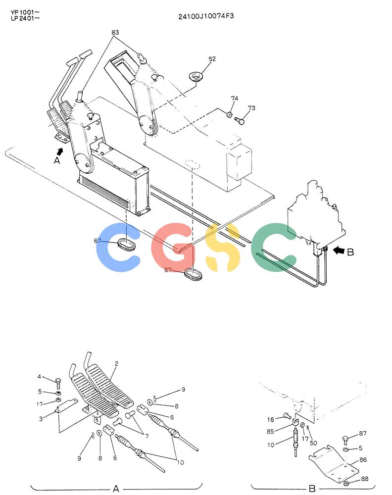 神钢零件查询(K905LC) - MARK II EXCAVATOR BTW YP1001 - YP1281 (1/87-12/03) (03-004[01]) - CONTROL ASSY (FOR NORTH AMERICA) Kobelco