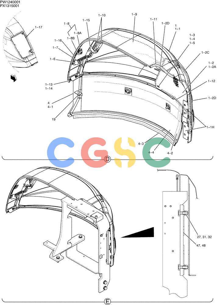 纽荷兰零件查询(E35SR) - COMPACT CRAWLER EXCAVATOR ASN PX13-15001 (N6TN61732) (NA) (1/06-) (05-015[03]) - GUARD INSTAL (COOLER) New Holland Constructuion