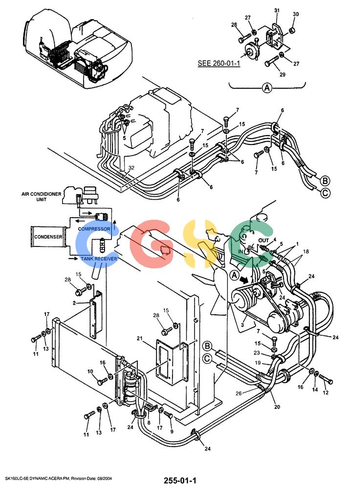神钢零件查询(SK160LC-6E) - DYNAMIC ACERA EXCAVATOR 08/2004 ASN YM03U0523 (8/04-12/07) (01-056) - AIR CONDITIONER Kobelco