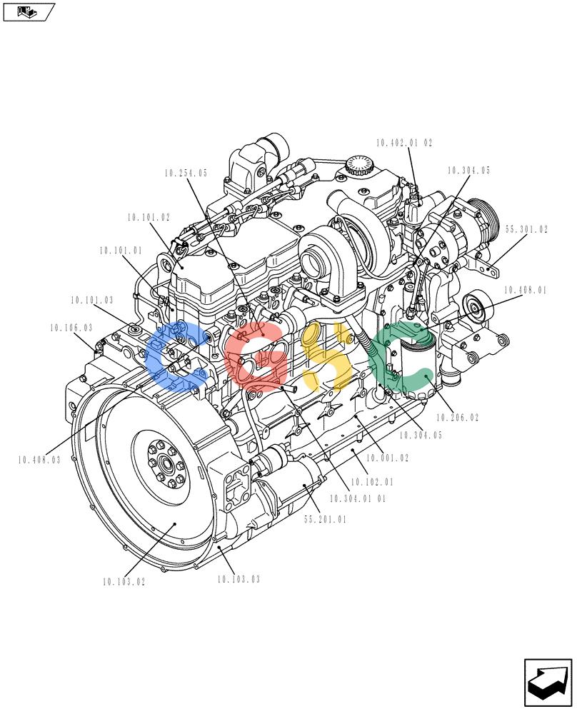 神钢零件查询(F4HFE613V A003) - ENGINE 5801366314 - 84169139 (9/10-) (10.000.01[02]) - PICTORIAL OVERVIEW 2/2 - ENGINE (84169139) Kobelco