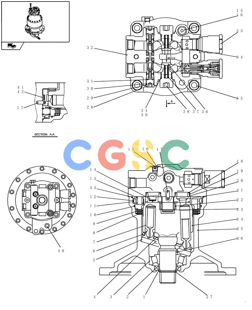 纽荷兰零件查询(E235BSR) - CRAWLER EXCAVATOR (5/07-) (1.040[02]) - SWING MOTOR - COMPONENTS New Holland Constructuion