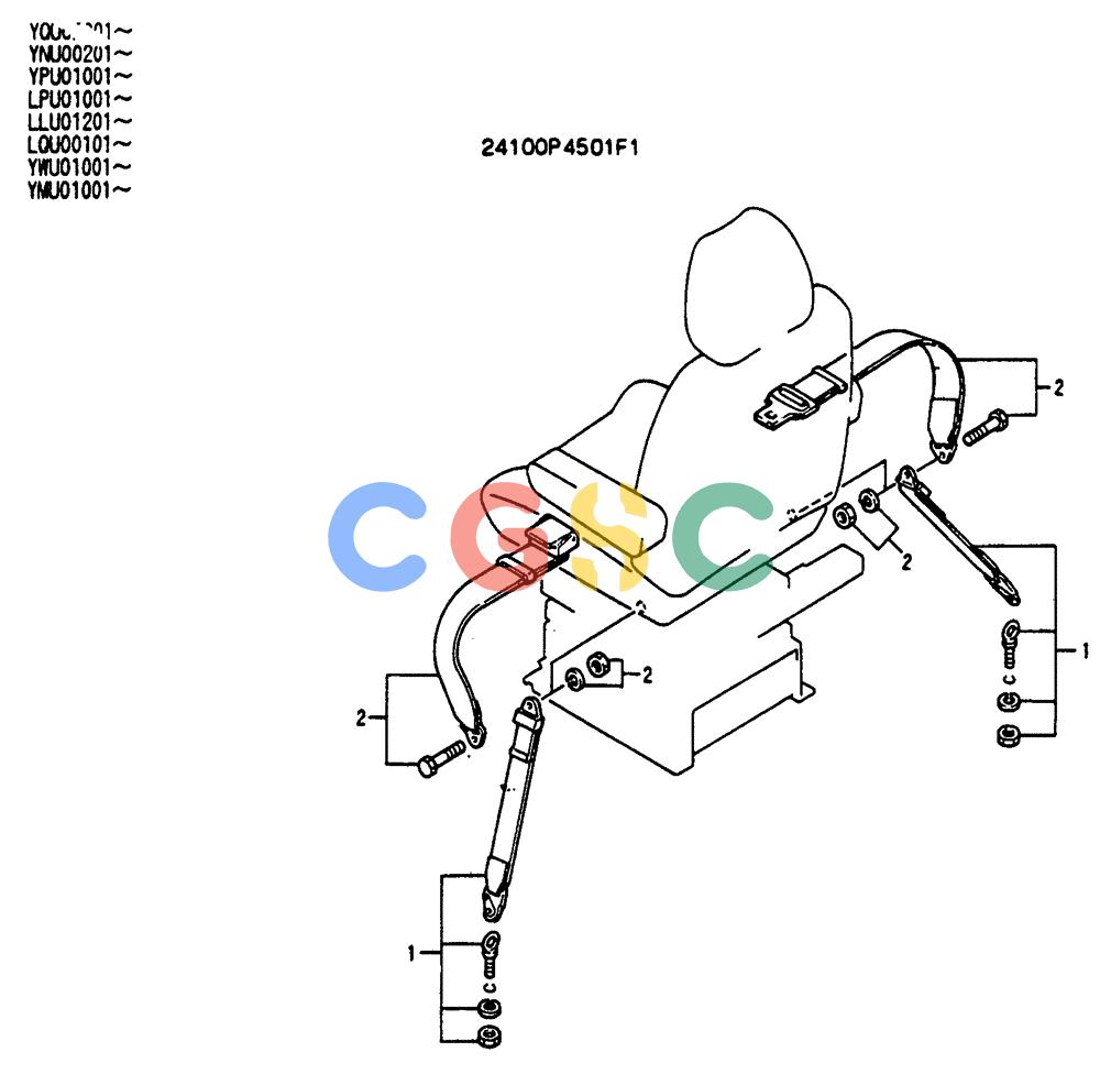 神钢零件查询(SK130LC) - EXCAVATOR BTW YPU1001 - YPU2000 (1/98-12/98) (09-001) - SEAT BELT ASSY Kobelco