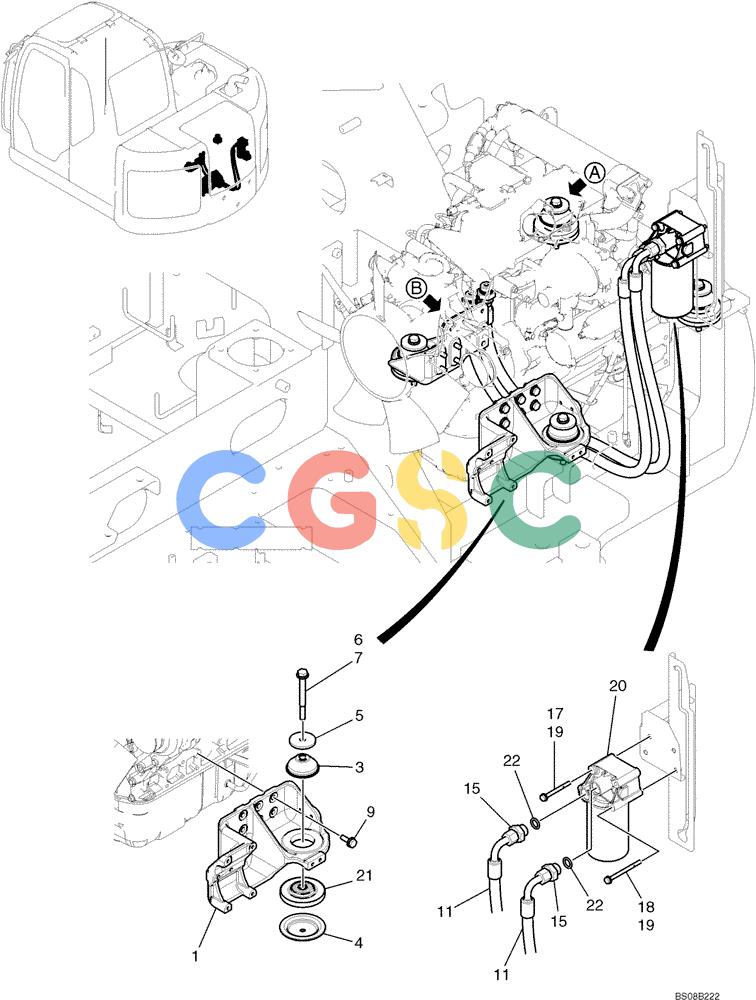 纽荷兰零件查询(E70BSR) - COMPACT CRAWLER EXCAVATOR BTW YT05-15001 - 18000 (NA) (4/08-) (02-06-00[01]) - ENGINE INSTALLATION (YT02P00011F1), PAGE 1 OF 2 New Holland Constructuion