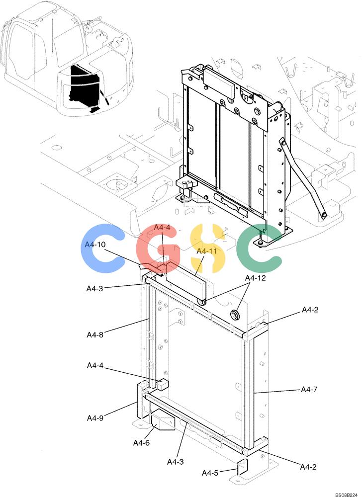 纽荷兰零件查询(E70BSR) - COMPACT CRAWLER EXCAVATOR BTW YT05-15001 - 18000 (NA) (4/08-) (02-07-00[01]) - RADIATOR INSTALLATION (YT05P00020F1), PAGE 1 OF 2 New Holland Constructuion