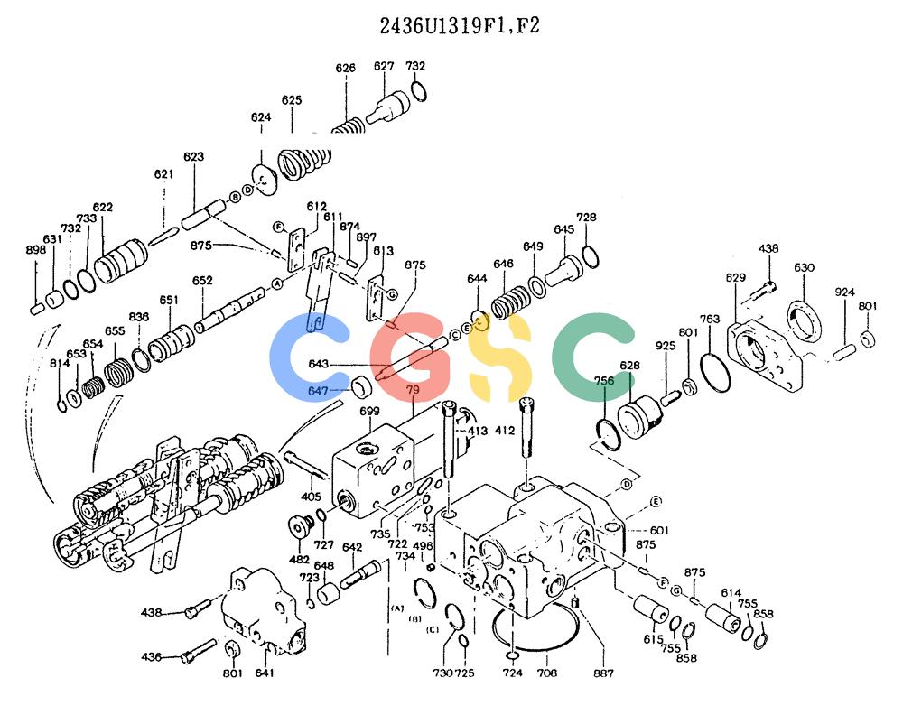 神钢零件查询(K905LC) - MARK II EXCAVATOR BTW YP1001 - YP1281. (4/89-12/03) (11-015) - REGULATOR ASSY (2436U1319F1, F2) Kobelco