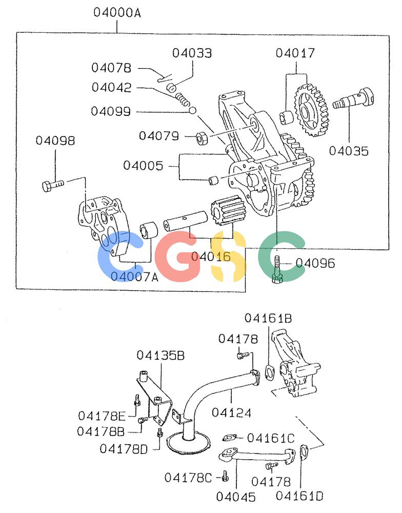 神钢零件查询(6D24-TEB) - MITSUBISHI DIESEL ENGINE (1/06-12/06) (02-001) - OIL PUMP & STRAINER Kobelco