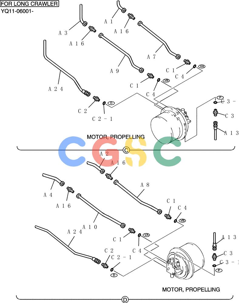 神钢零件查询(200-8) - EXCAVATOR S/N YN11-45001 - (1/06-12/09) (402-01-2) - HYD LINES, LOW Kobelco