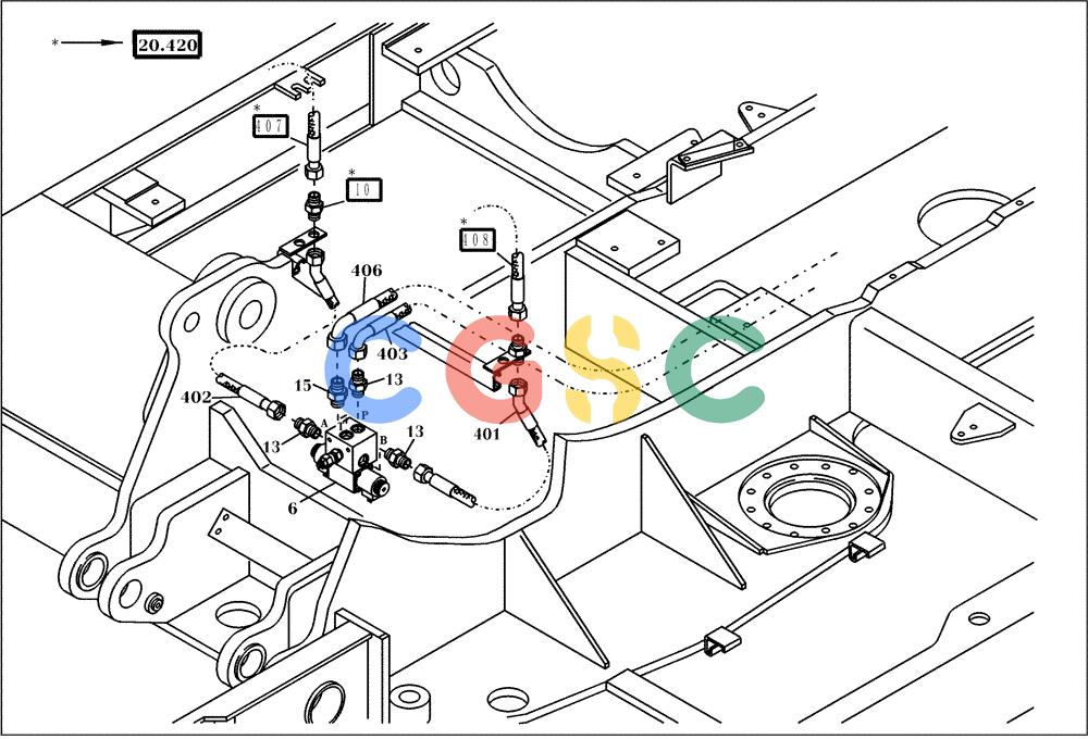 纽荷兰零件查询(EC160) - CRAWLER EXCAVATOR (4/99-) (20.420[001]) - HYDRAULIC SYSTEM GRAB TURNING (OPTION) (S/N 716001-UP) New Holland Constructuion