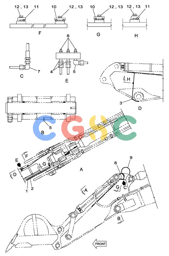 纽荷兰零件查询(E805) - CRAWLER EXCAVATOR TIER 3 (7/06-) (09-201-00[01]) - LUBRICATION CIRCUIT - DIPPER (3.00 M) New Holland Constructuion
