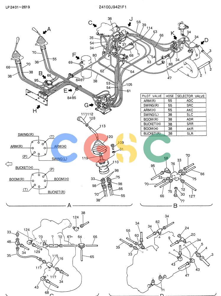 神钢零件查询(K905LC) - MARK II EXCAVATOR BTW YP1001 - YP1281 (1/87-12/03) (03-012[01]) - REMOTE CONTROL ASSY (MULTI) (P/N 24100J9421F1) Kobelco