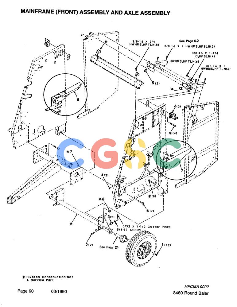 凯斯零件查询(8460) - CASE IH ROUND BALER (BEFORE S/N CFH0057418) (1/88-12/93) (060) - MAINFRAME, FRONT, ASSEMBLY AND AXLE ASSEMBLY Case Agriculture