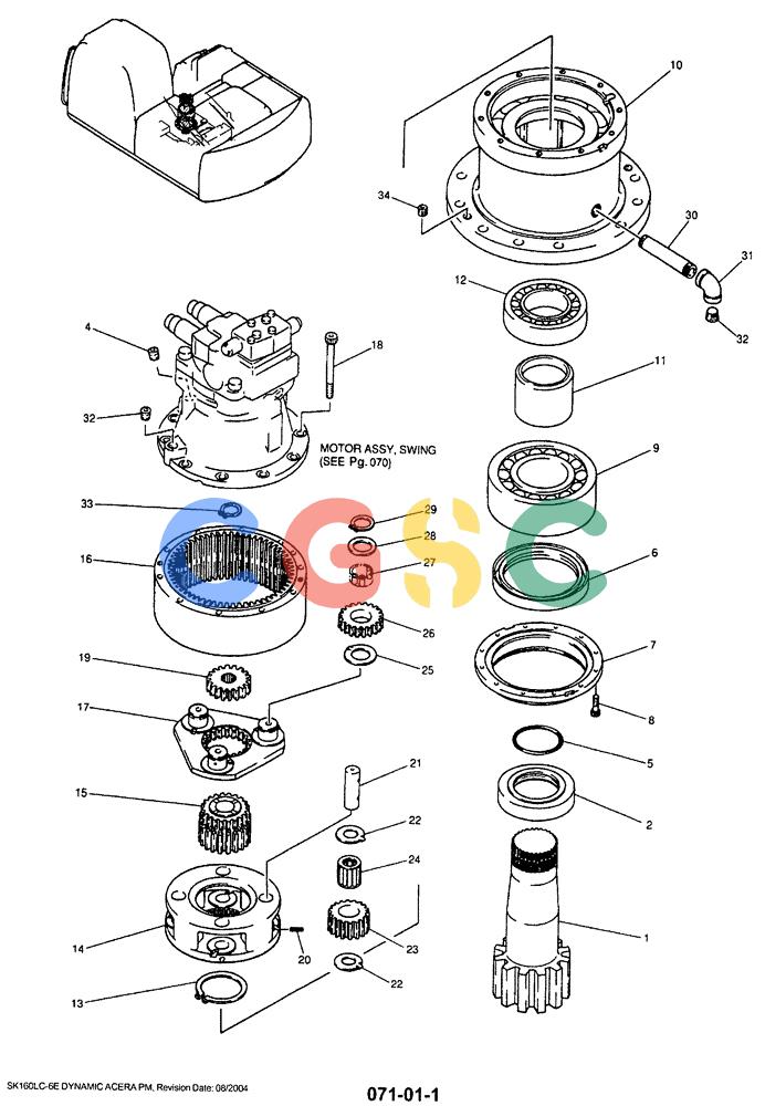 神钢零件查询(SK160LC-6E) - DYNAMIC ACERA EXCAVATOR 08/2004 ASN YM03U0523 (8/04-12/07) (01-015) - SWING REDUCTION ASSEMBLY Kobelco