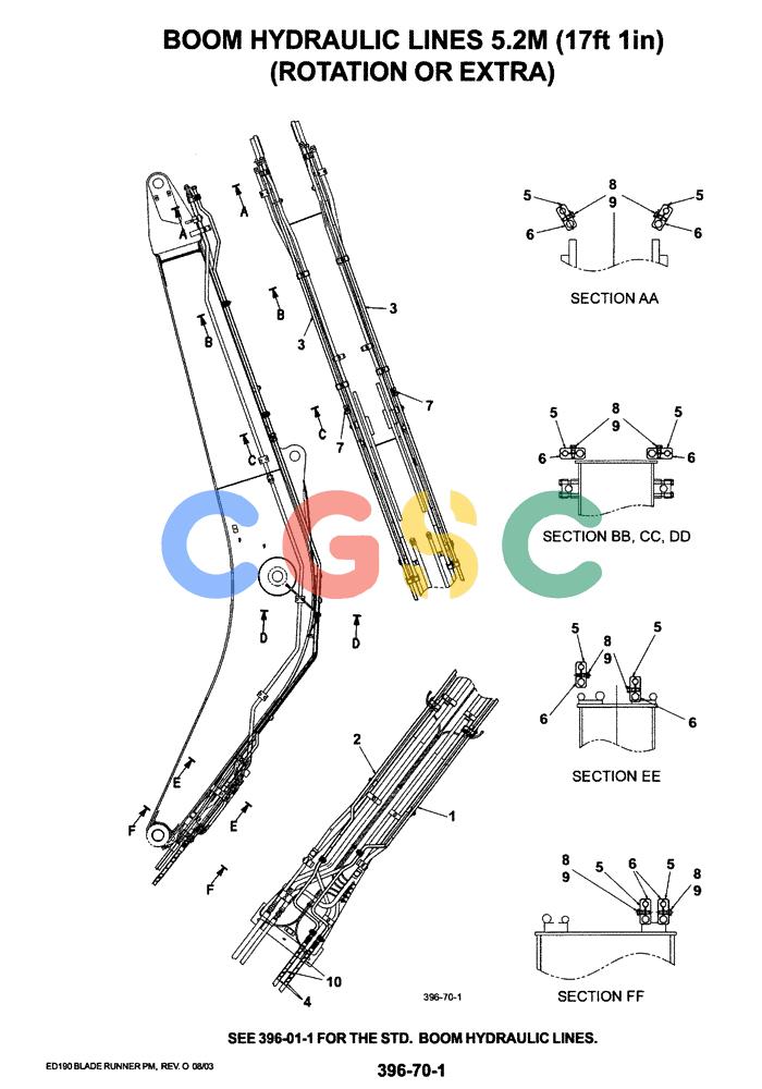 神钢零件查询(ED190LC-6E) - BLADE RUNNER EXCAVATOR/DOZER BTW YL03U0136 - YL03U0292 (1/05-12/06) (03-005) - BOOM HYDRAULIC LINES 5.2M (17FT 1IN) (ROTATION OR EXTRA) Kobelco