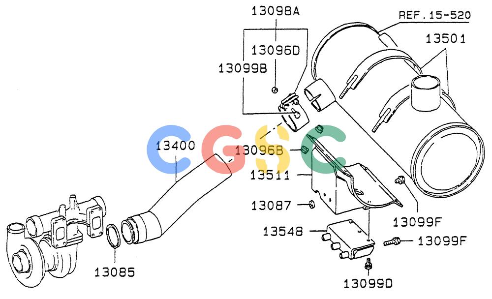 神钢零件查询(6D22-TC) - MITSUBISHI DIESL ENGINE - SK EXCAVATORS (1/06-12/06) (05-005) - EXHAUST PIPE Kobelco